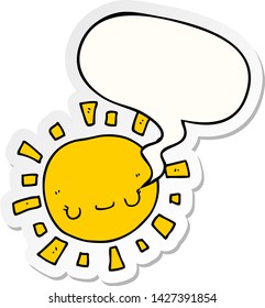 cartoon sun with speech bubble sticker
