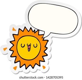 cartoon sun with speech bubble sticker