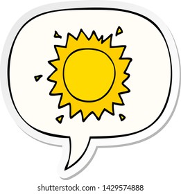 cartoon sun with speech bubble sticker