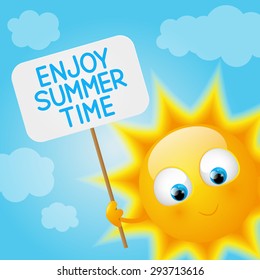 Cartoon Sun with summer message