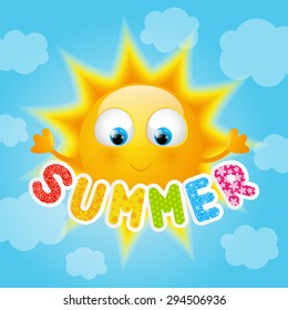 Cartoon Sun with summer message