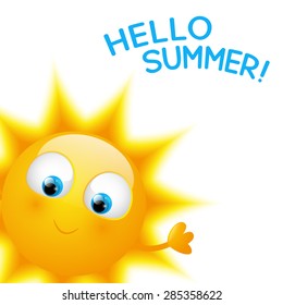 Cartoon Sun with summer word