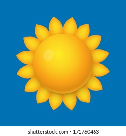 Cartoon sun. Sunflower shape. Vector illustration