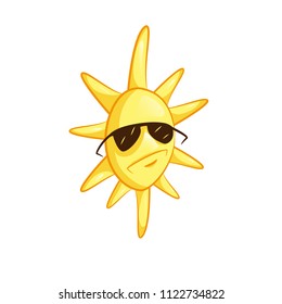 Cartoon sun in sunglasses. Cute vector illustration. EPS 10