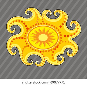 Cartoon sun symbol. Vector illustration.