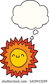 sol de dibujos animados con burbuja de pensamientos