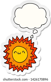 cartoon sun with thought bubble as a printed sticker