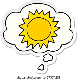 cartoon sun with thought bubble as a printed sticker