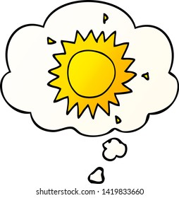 cartoon sun with thought bubble in smooth gradient style