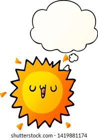 cartoon sun with thought bubble in smooth gradient style