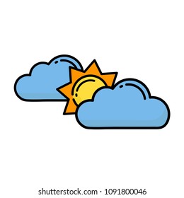 cartoon sun vector with a clouds