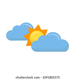 cartoon sun vector with a clouds set