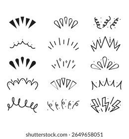 Cartoon Sunburst Icon Set Vector Design.