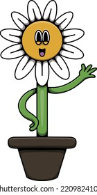 cartoon sunflower cute in a flowerpot