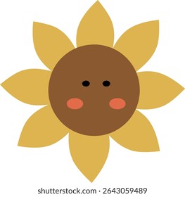 Cartoon Sunflower Face – Cute Floral Character Vector. Great for children’s content, playful illustrations, nursery designs, educational graphics, and cartoon-themed artwork