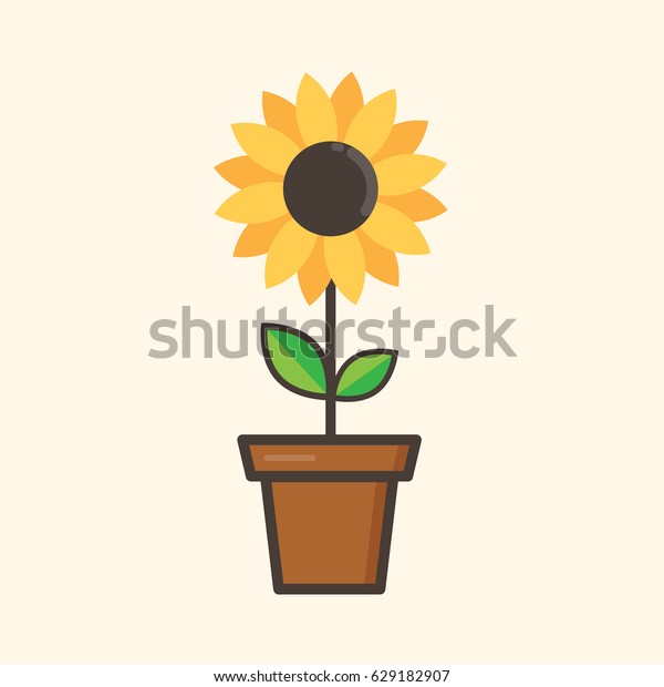 Download Cartoon Sunflower Flowerpot Stock Vector (Royalty Free ...