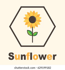 cartoon sunflower label