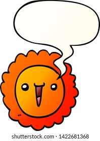 cartoon sunflower with speech bubble in smooth gradient style