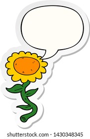 cartoon sunflower with speech bubble sticker