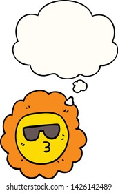 cartoon sunflower with thought bubble