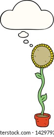 cartoon sunflower with thought bubble
