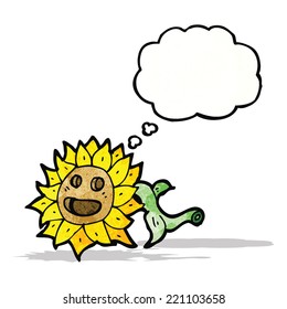 cartoon sunflower with thought bubble