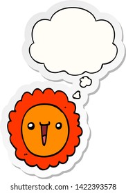 cartoon sunflower with thought bubble as a printed sticker