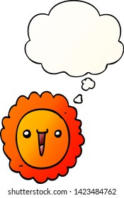 cartoon sunflower with thought bubble in smooth gradient style