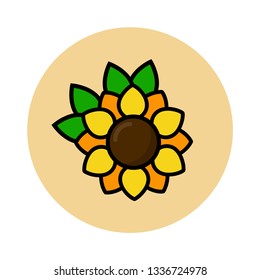 cartoon sunflower vector with leaves icon