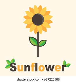 cartoon sunflower vector with text vector