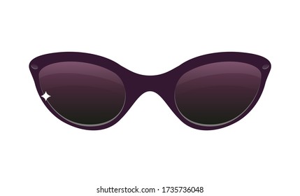 Cartoon sunglasses with a little sparkle isolated on white background. Premium vector.