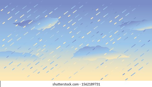 cartoon sunshower, raining in the sun, vector stock illustration