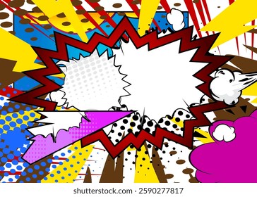 Cartoon super background, comic book backdrop. Retro vector comics pop art design.