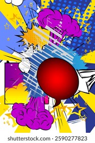 Cartoon super background, comic book backdrop. Retro vector comics pop art design.