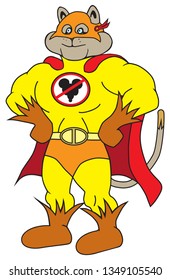A cartoon super cat is dedicated to ridding the world of mice