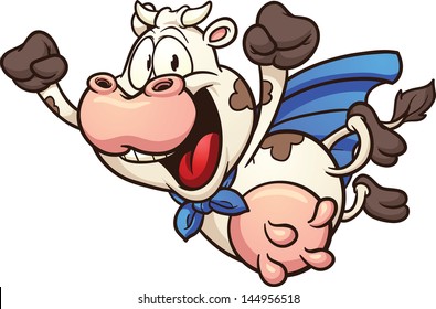 Cartoon super cow. Vector clip art illustration with simple gradients. All in a single layer.