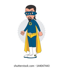 cartoon super hero beard guy