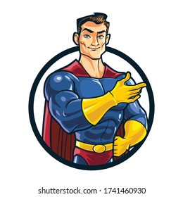 Cartoon Super Hero Mascot Logo