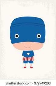 Cartoon super kid vector illustration