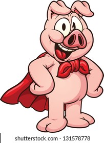 Cartoon super pig. Vector clip art illustration with simple gradients. All in a single layer.