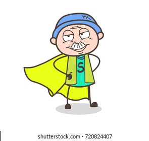 Cartoon Super Rescuer Grandpa Smiling Expression