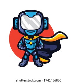Cartoon Super Robot Mascot Logo