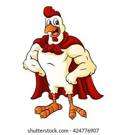 Cartoon Super Rooster Posing