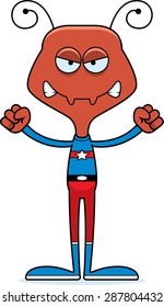 A cartoon superhero ant looking angry.