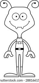 A cartoon superhero ant smiling.