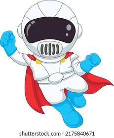 cartoon superhero astronaut on white background