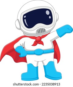 cartoon superhero astronaut on white background