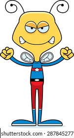 A cartoon superhero bee looking angry.