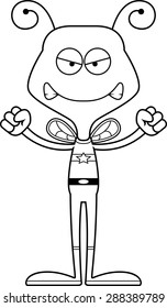 A cartoon superhero bee looking angry.