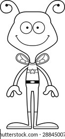 A cartoon superhero bee smiling.
